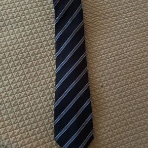 Isaia Dark Blue Tie with Light Stripes